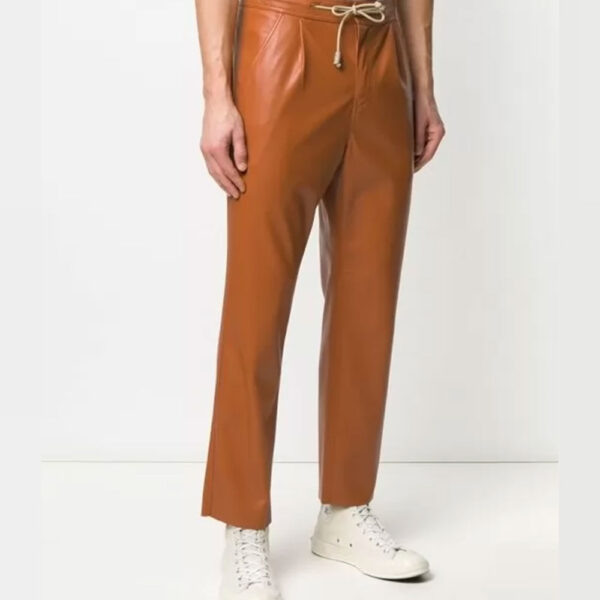 Drawstring-Waist-Tan-Leather-Trousers-Pant-for-Men