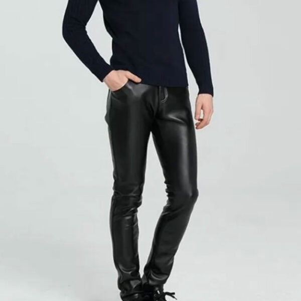 High-Waist-Slim-Fit-Black-Leather-Motorcycle-Pants-for-Men