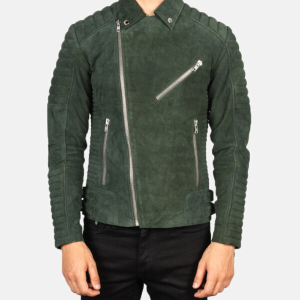 Men-Green-Original-Suede-Leather-Biker-Jacket