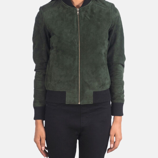 Women-Green-Suede-Leather-Bomber-Jacket
